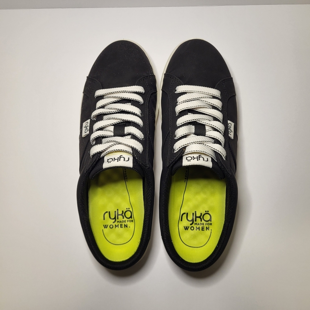 Ryka Viv Classic Sneakers Mules Womens 8 Medium Black With White Fixed Laces - Picture 2 of 8